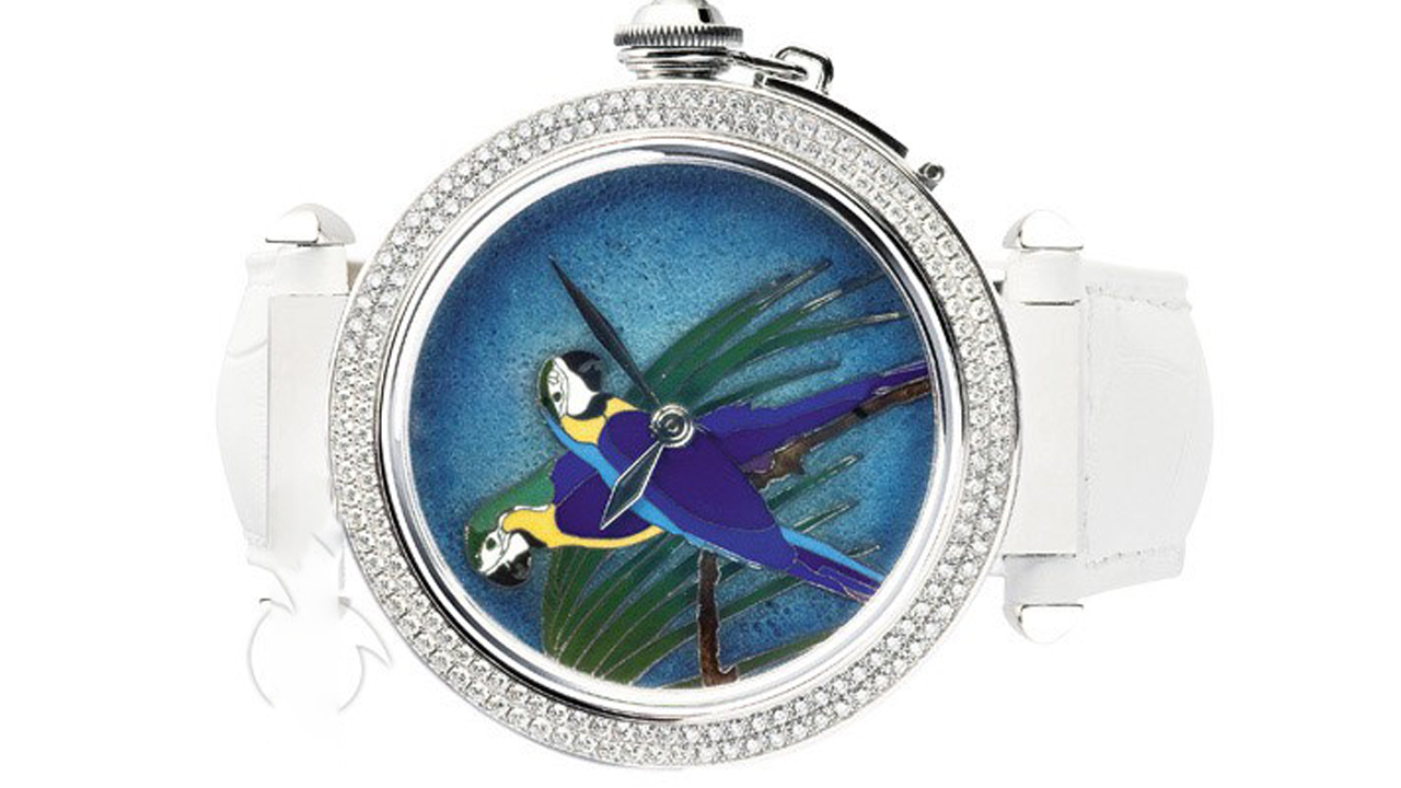 品鉴卡地亚装饰鹦鹉珐琅手表
